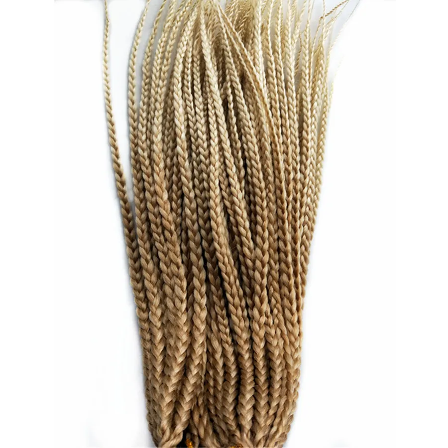 Pervado Hair 18Inch 22strands/pack African 3s Box Hair Braids 27/613 Ombre Color Synthetic Crochet Extensions for Women