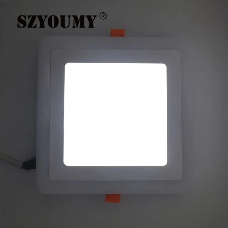 Szyoumy AC85-265V LED Панель свет 6 Вт 9 Вт площадь скрывал двойной Цвет холодный белый + синий/красный/ розовый/rgb светильник