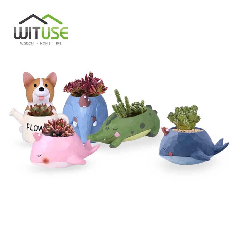 Cheap Flower Pot Animal Plant Pots Pote Resin Suculenta Desktop