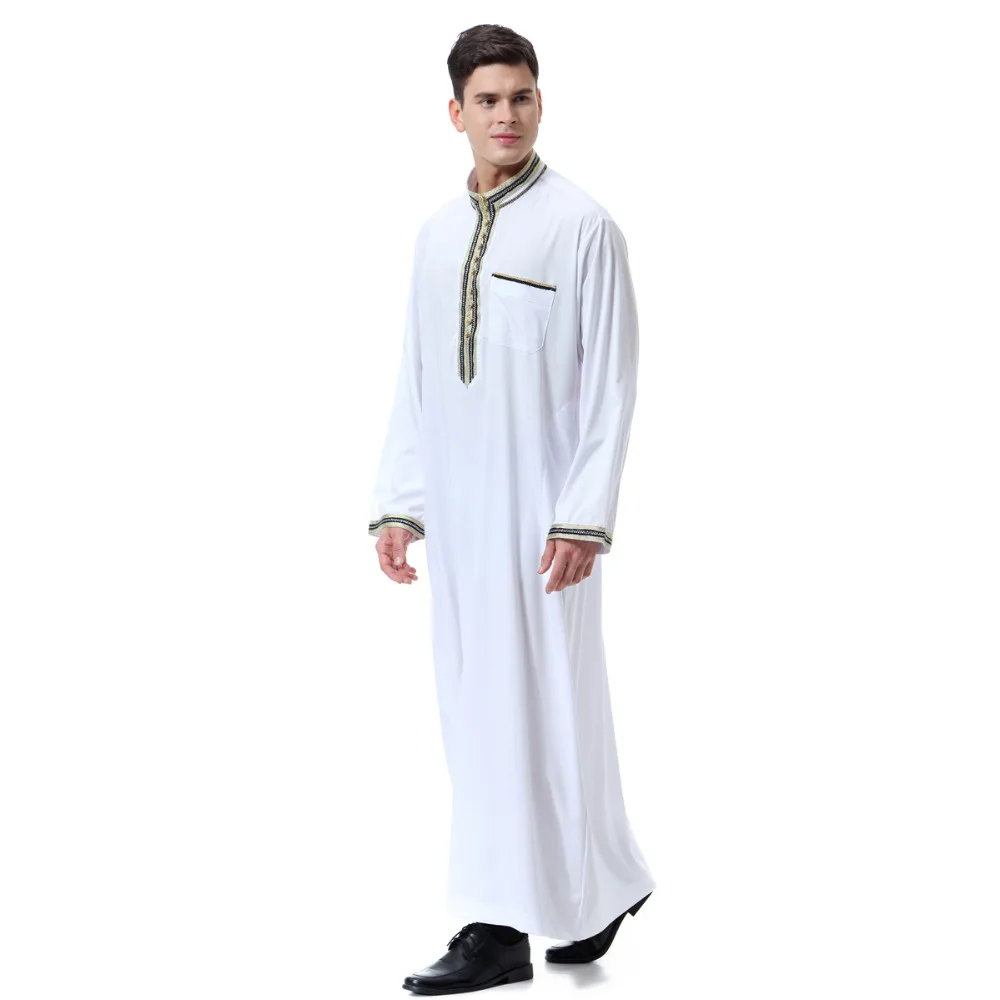 Musulman Homme Abaya 2019 Col Montant Turc Caftan Robes