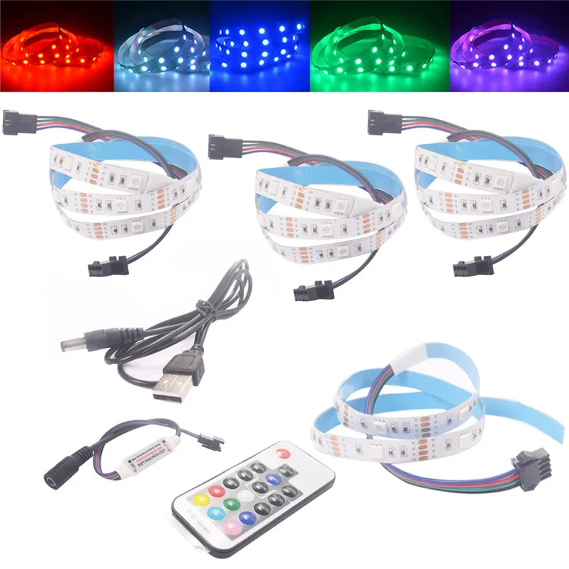 4PCS Led Strip 0.5M USB LED Strip Night Bias Light TV HDTV LCD Monitor Background Lighting Kit Home Garden Light 35MR2004