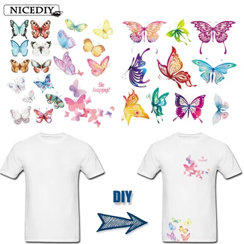 

Nicediy Beautiful Butterfly Patches Heat Transfer Iron On Patch For Clothing A-level Washable Clothes Stickers Easy Print Irons