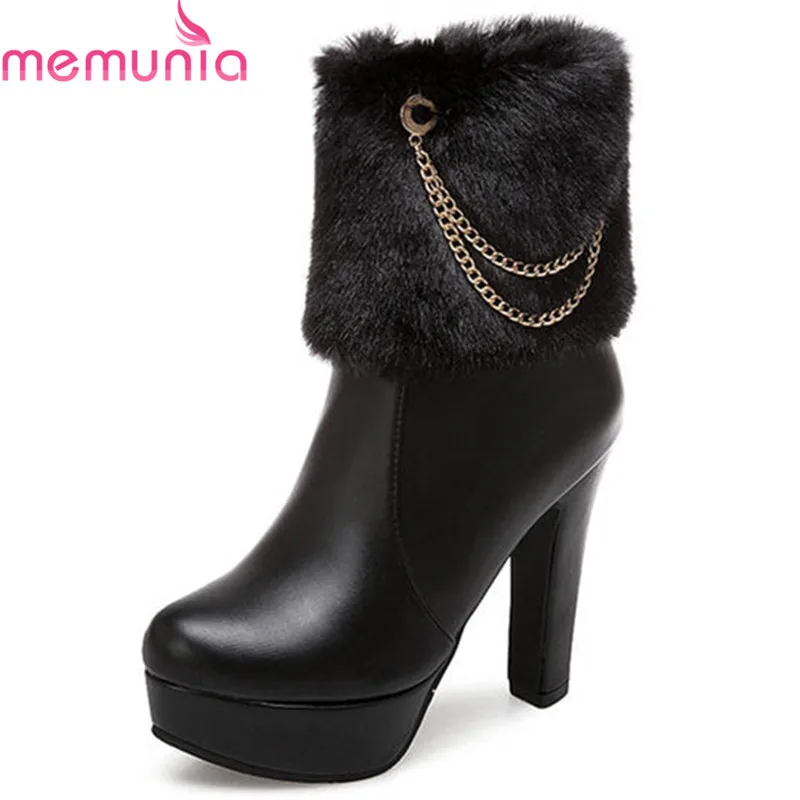 

MEMUNIA 2018 new arrive boots women simple zipper fashion platform boots short plush autumn winter ankle boots warm shoes woman