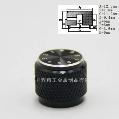 5pcs aluminum knob potentiometer knob 12 5 11 6mm black Musical effect knob number switch cap for XU09 Headphone amplifier knob