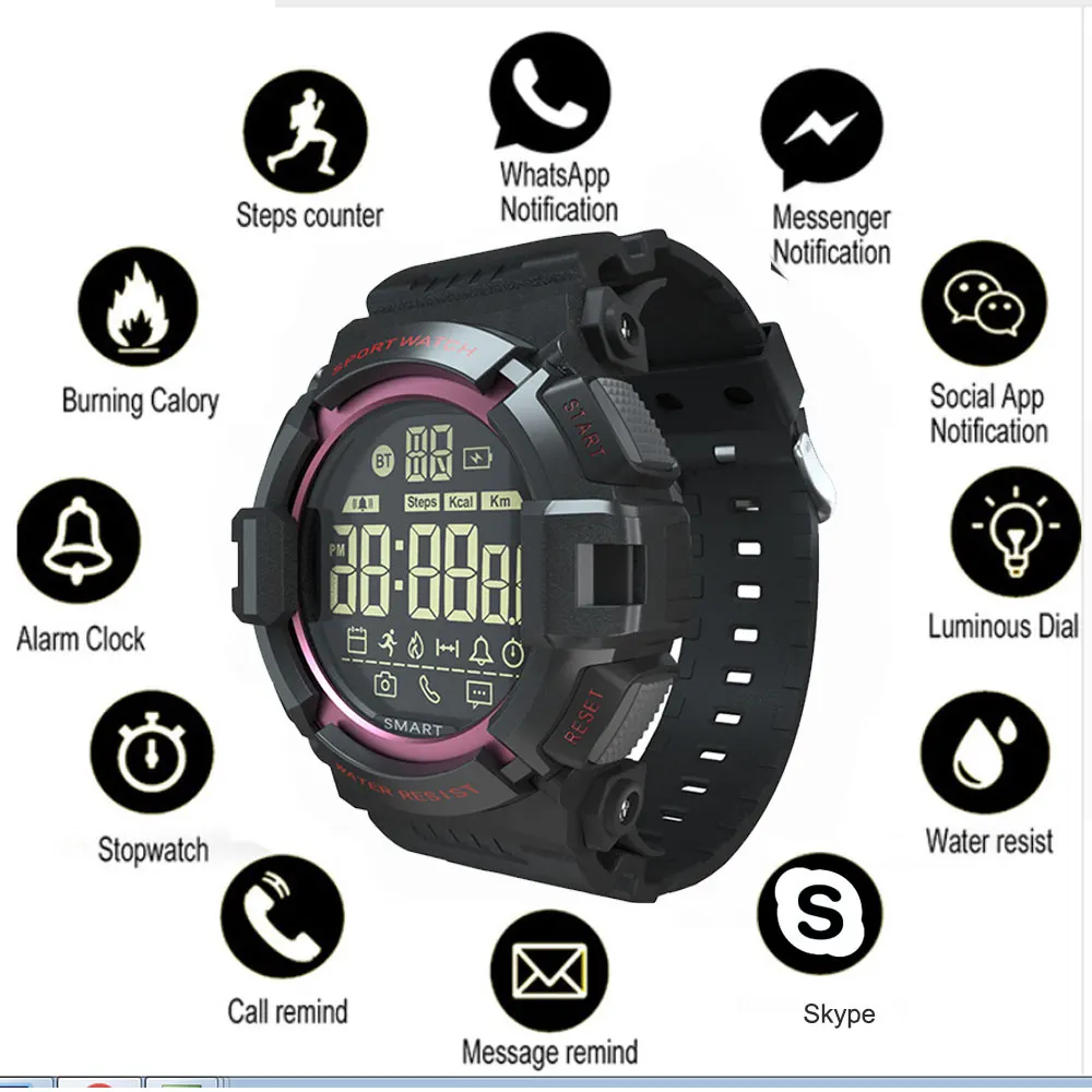 

Nashone New Sport Bluetooth Smart Watch Woman 5ATM Waterproof Smartwatch Pedometer Stopwatch Alarm Clock LONG TIME STANDBY EX16s