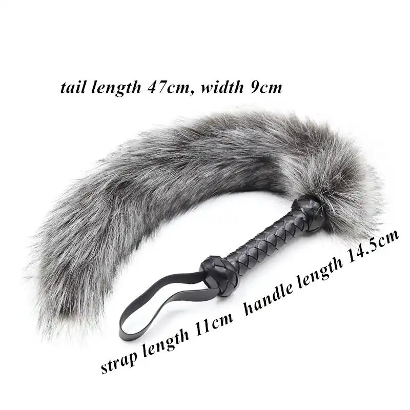 800px x 800px - PU Leather Handle Fox Tail Animal Fur Whip Fetish Spanking ...