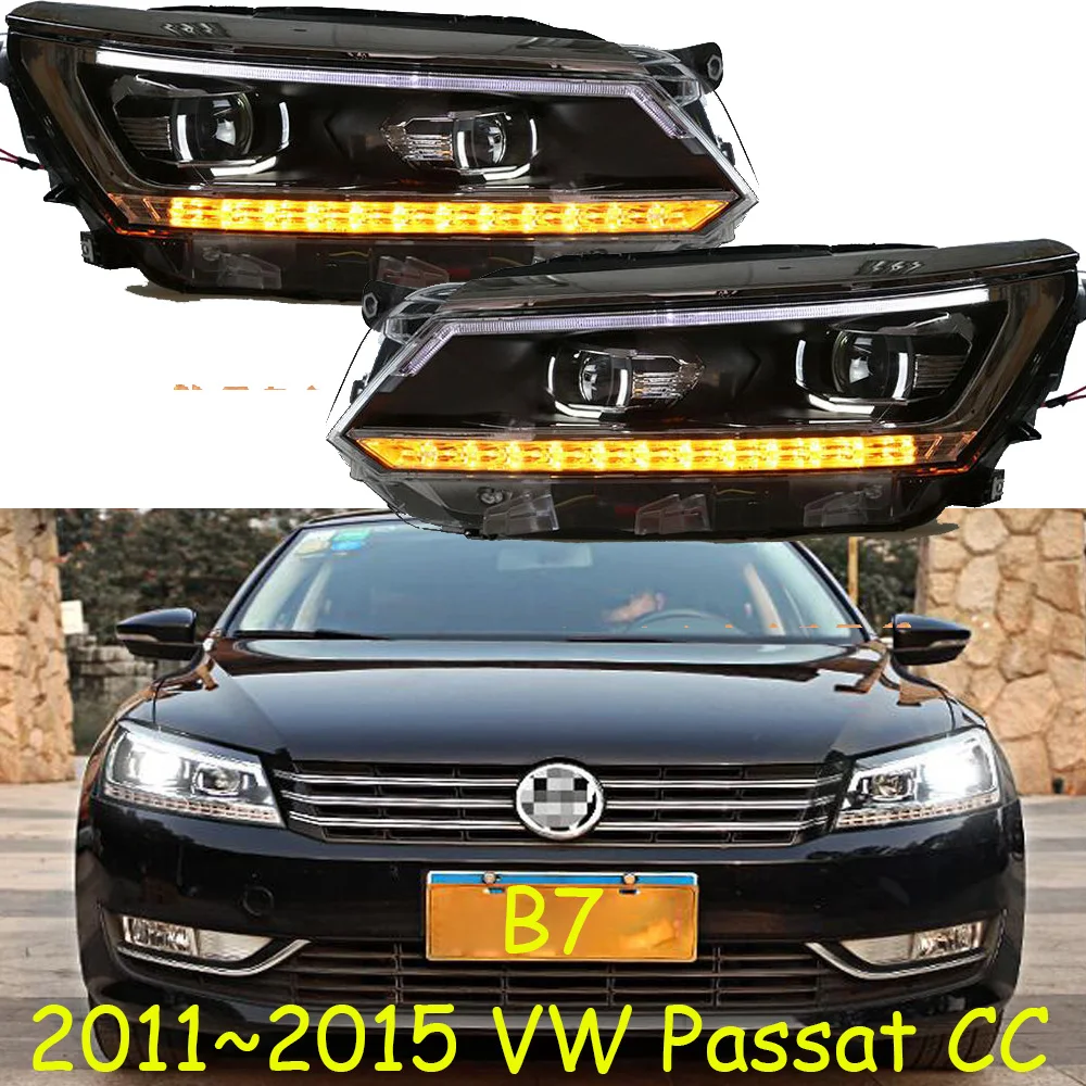 2 шт., динамическая видеокарта, Стайлинг для Passat B7, фары 2011, 2012-, Америка, Passat CC, светодиодный фонарь, DRL, биксеноновые линзы