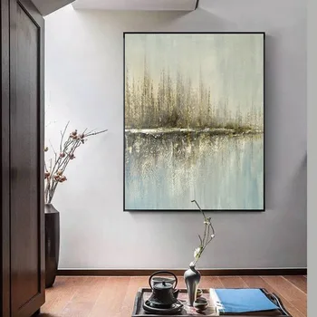 

Pure hand-painted oil painting Yilin abstract gold foil painting Nordic style simple mural modern porch decorative painting