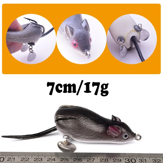 1Pcs mouse Lure 7cm 17.5g Fishing Lures Treble Hooks Top water Ray Frog  Artificial Crank Strong Artificial Soft Bait WD-454 - AliExpress