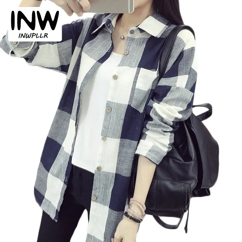 

Autumn Blouses Shirts Women Black White Plaid Tops Femme 2019 Casual Long Sleeve Shirts Female Fashion Camisas Blusas Mujer