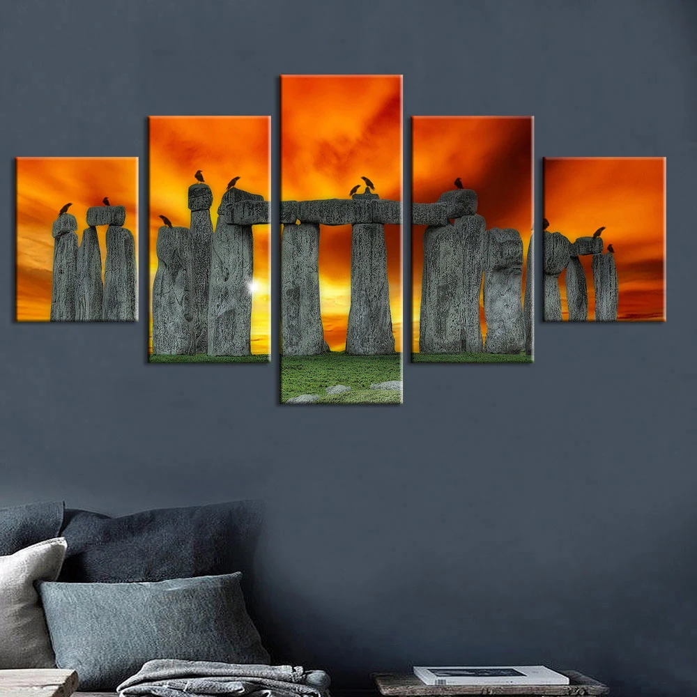 Arte De La Pared Hd Huellas Casa Decoracion 5 Unidades Stonehenge