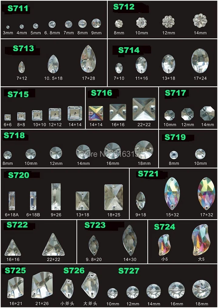 Sew-on glass beads  chart