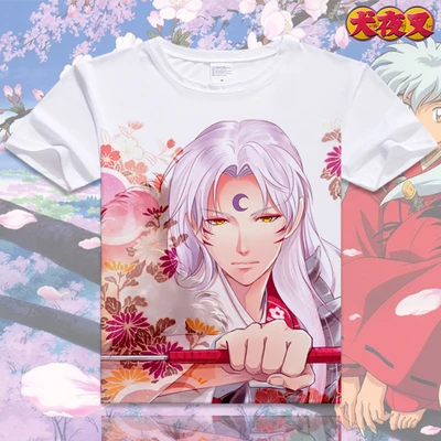 Аниме унисекс Топы Тройник Inuyasha футболка аниме Sesshoumaru короткий рукав Футболка Moneca Stori дышащие мужские и женские футболки - Цвет: 012   as picture