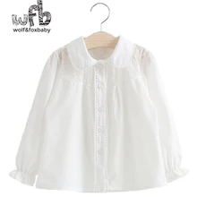 Розничная ; белая вышитая кукла; рубашка с длинными рукавами и воротником для девочек 3-10 лет; сезон весна-осень