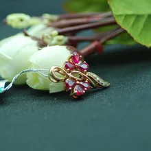 Ограниченная Прямая растение роза Романтический Круг 18 к розовое золото натуральный рубин 5a кулон модный подарок женский камень