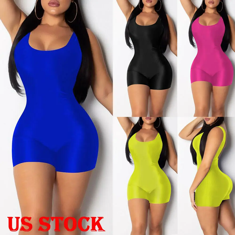 

Women Ladies Sexy Sleeveless Bodycon Mini Playsuit Jumpsuit Summer Beach Casual Shorts Romper Black Yellow Blue Rose Red