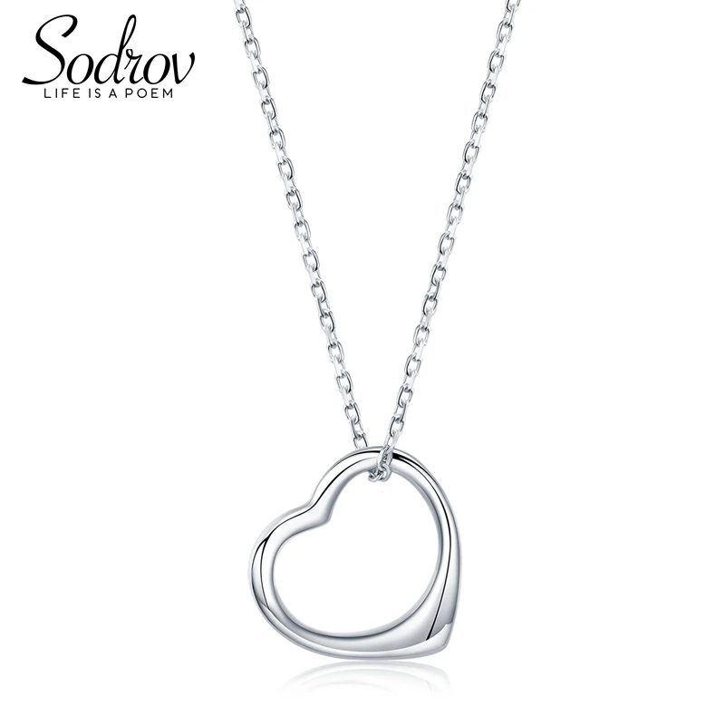 

Sodrov Love Shape 925 Sterling Silver Classic Heart Chain Pendant Necklaces Women Fashion Jewelry