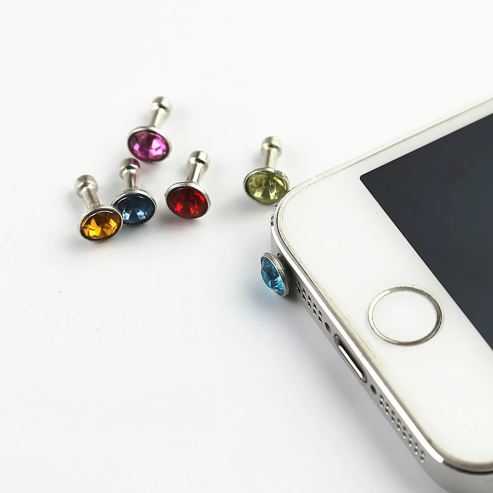 5 piece Universal 3.5mm Diamond Dust Plug Mobile Phone accessories gadgets Earphone enchufe del polvo Plugs For iPhone 5 5s 6 6s
