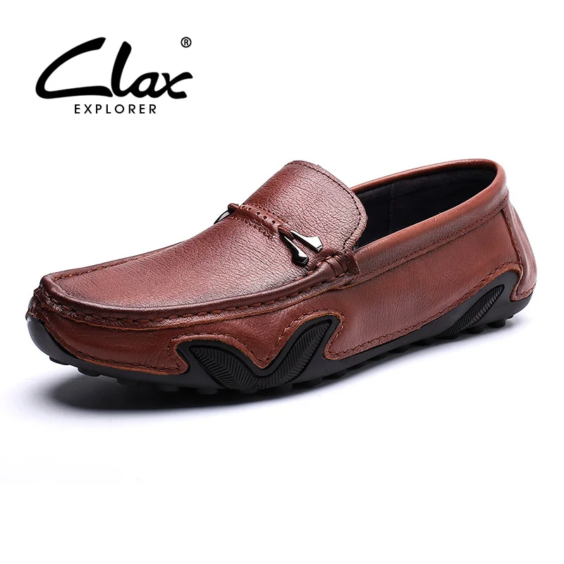 

CLAX Mans Leather Shoes SLipons 2019 Summer Men's Moccasins Breathable Male Boat Shoe Loafers
