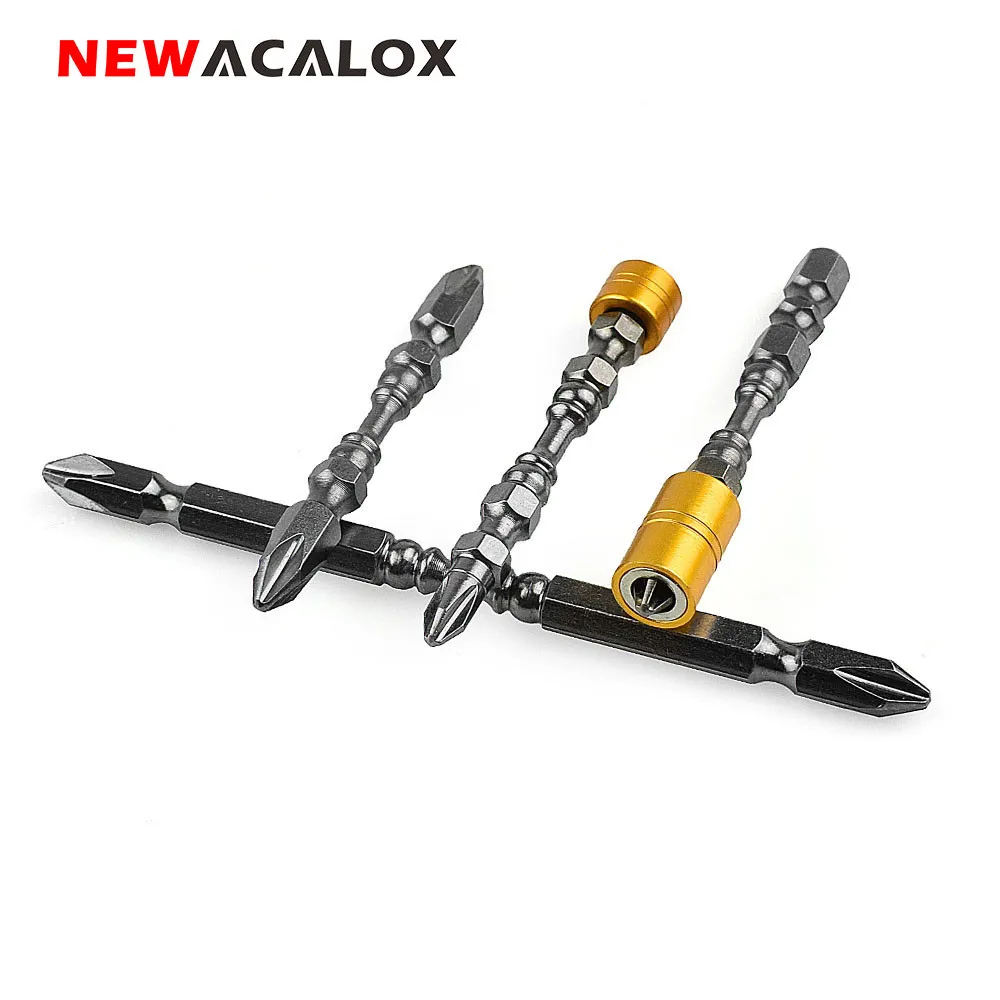 

NEWACALOX 4Pcs/Set Strong Hardness Magnetic Phillips Screwdriver Bit PH2# Double Head Electric Durable Long Bits Tool Drills