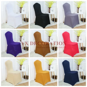 

Wholesale Stretch Spandex Chair Cover Lycra Polyester Fabric Wedding Banquet Party Hotel Dining Chair Covers