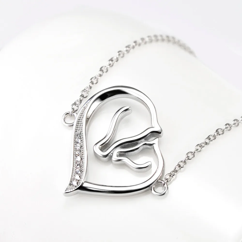 Goedkoop Hot Echt 925 Sterling Zilveren Hart Charmante Armband Mode sieraden Zirconia Paard Hoofd Armbanden Armbanden Voor Vrouwen