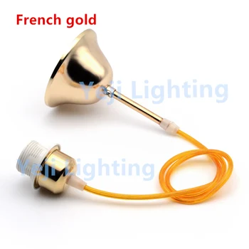 

french gold ceiling rose with lamp base E27 socket cord set ceiling rose with cable wire for chandelier lighting accseeories