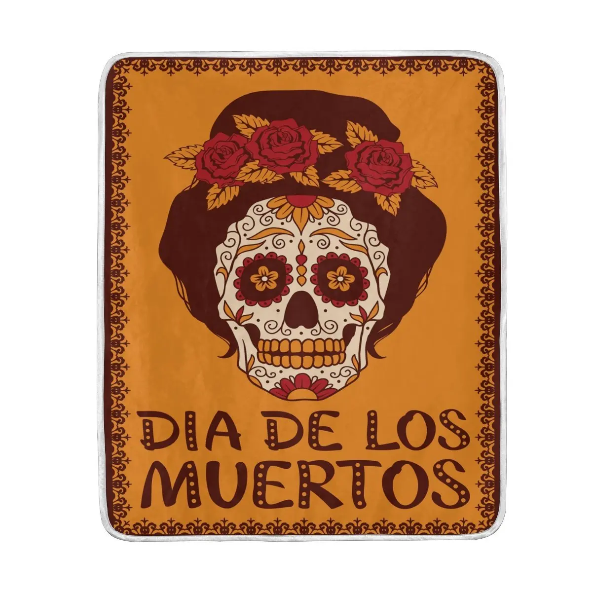 Мексиканское цветочное одеяло с сахарным черепом Dia De Los Muertos мягкое теплое уютное