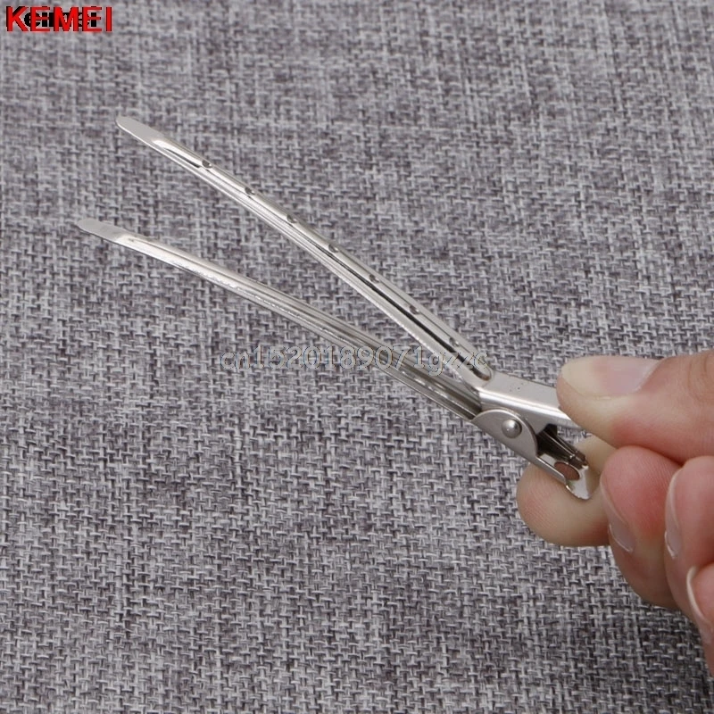 10pcs Hair Clips Stainless Steel Hairdressing Duck Bill Alligator Clips #H027#