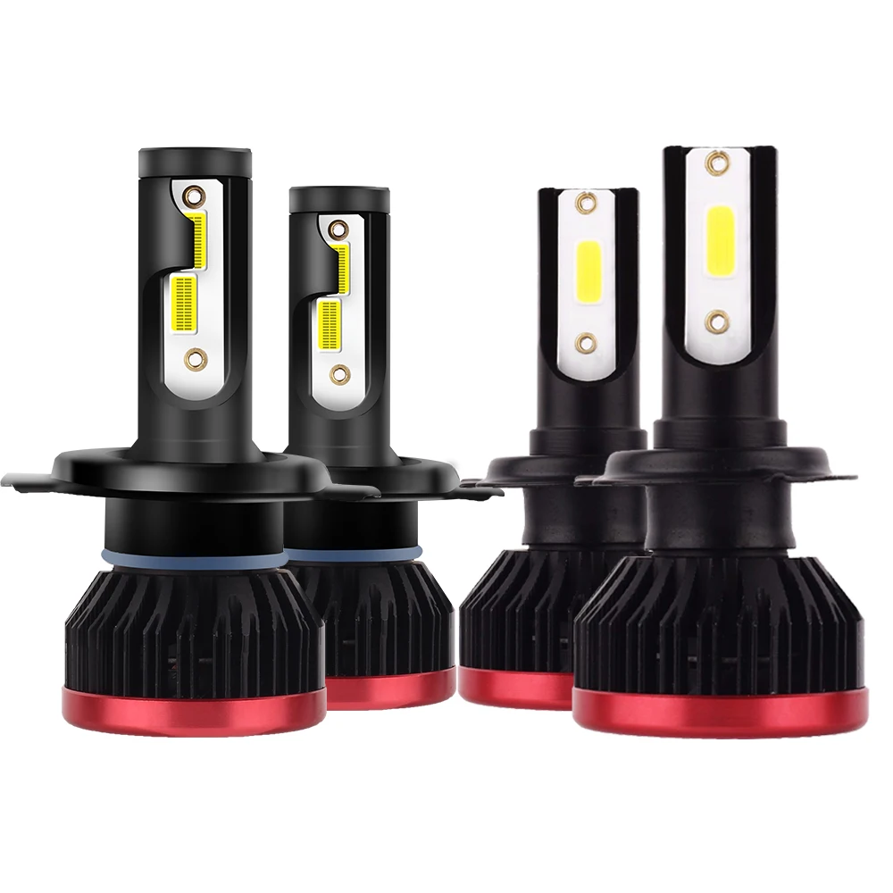 

4PCS/2Set LED H4 H7 H11 Headlight 50W 10000LM Headlight Bulb DOB Chip Hi-lo Car Headlamp Fog Light 12v 24v Mini Size Spot Lights
