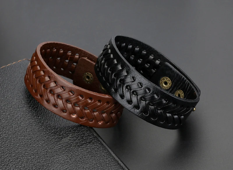 New Weaving Genuine Leather Wing Bracelet Men Multilayer Bracelet Punk Guitar Wrap Bracelets for Women Vintage Jewelry Gift