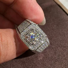 Big Zircon Stone Bling Silver Band Rings for Man Women Wedding Engagement Rings Fashion Jewelry 2019 New Big Zircon Stone Bling Silver Band Rings for Man Women Wedding Engagement Rings Fashion Jewelry 2019 New