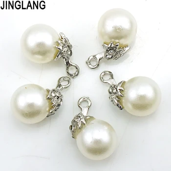 

JINGLANG Fashion Enamel Imitation Pearls Pendant Jewelry Fit Bracelet Charms for Decoration Christma 30 pcs