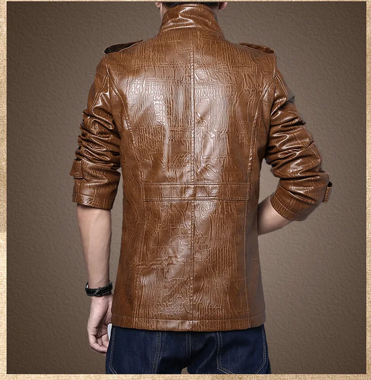 Brand Leather Jacket Men Slim Warm Mens Washed Leather Motorcycle Biker Jackets Standing Collar Coat Plus Size 4XL Outwear Parka men's genuine leather motorcycle jackets