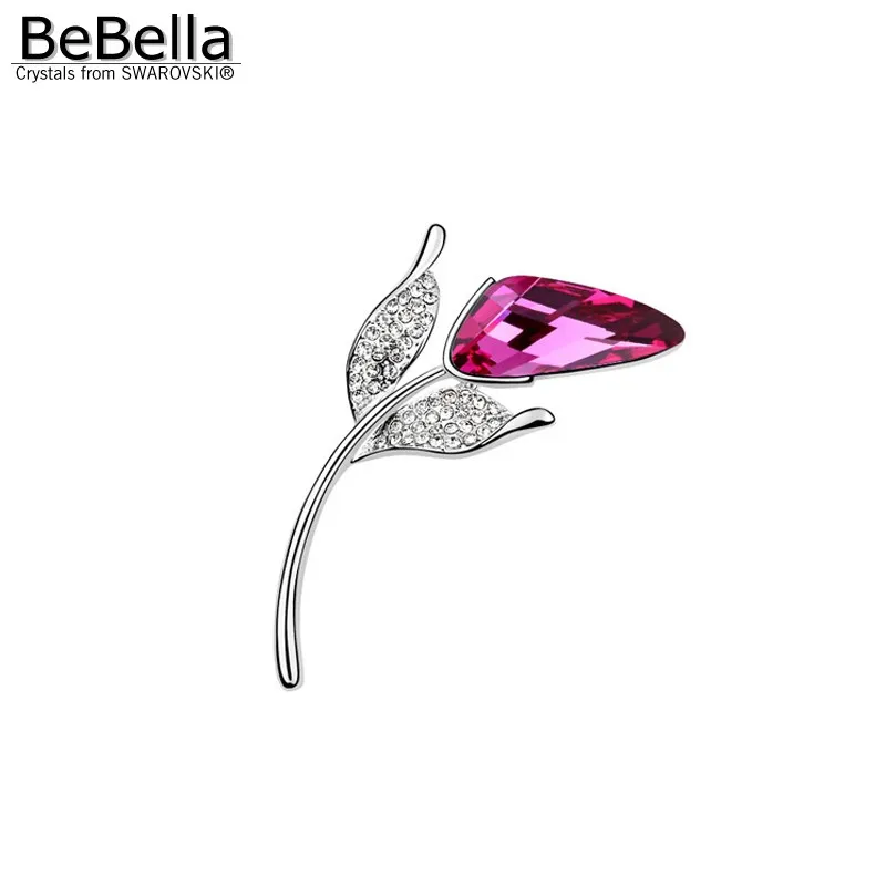 

BeBella women rose flower brooch Made with Swarovski Elements for gift