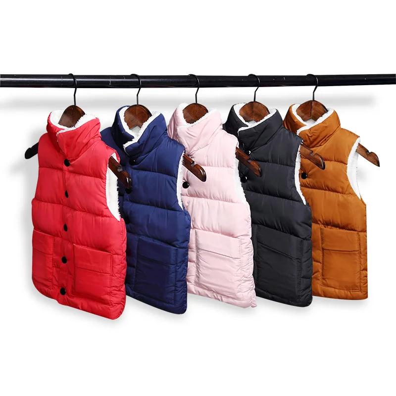 New autumn winter children top clothes color black red warm vest coats for boys& girls casual mandarin baby waistcoats