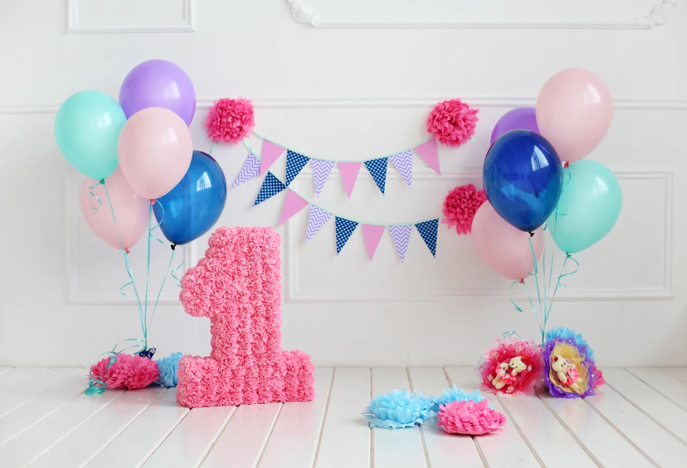 pink balloons 1st birthday baby photography backdrops baby birthday background