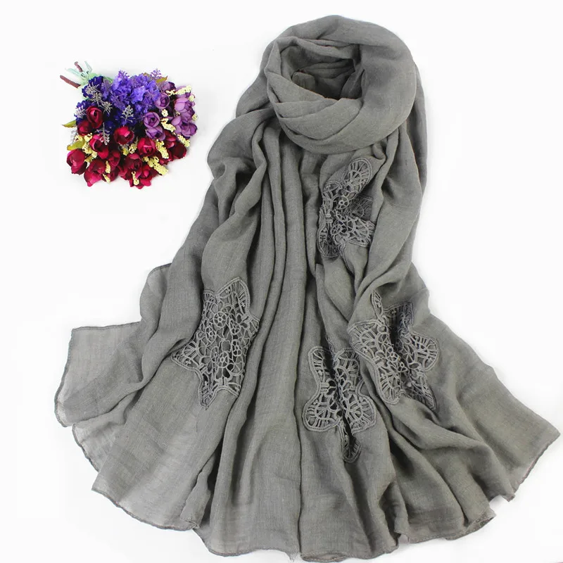 

flowers women winter hollow solid scarf cotton warp shawl for ladies warm scarves spring autumn wrap hijab