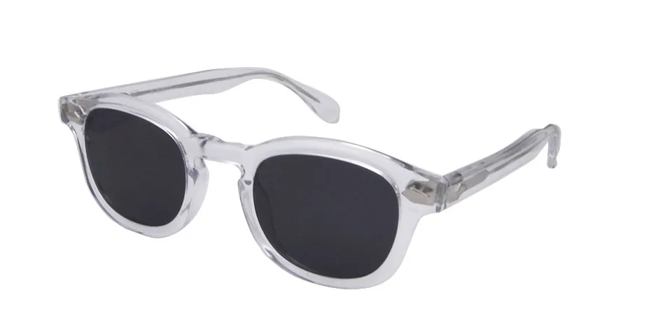 Высококачественные ацетатные солнцезащитные очки, мужские круглые маленькие ретро очки с заклепками, женские солнцезащитные очки, Uv400 Occhiali Da Sole Donna - Цвет линз: clear gray