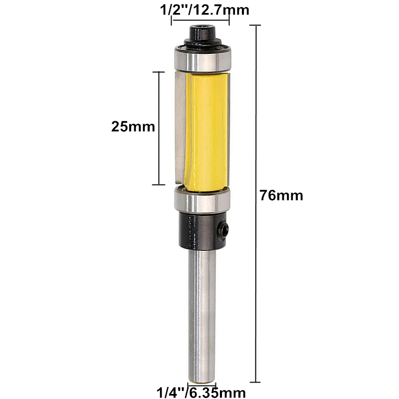 RCT узор/заподлицо фрезы 1/4 ''хвостовик верхний и нижний подшипник резец древесины 1 шт. для деревообрабатывающих инструментов из твердой древесины - Длина режущей кромки: Yellow