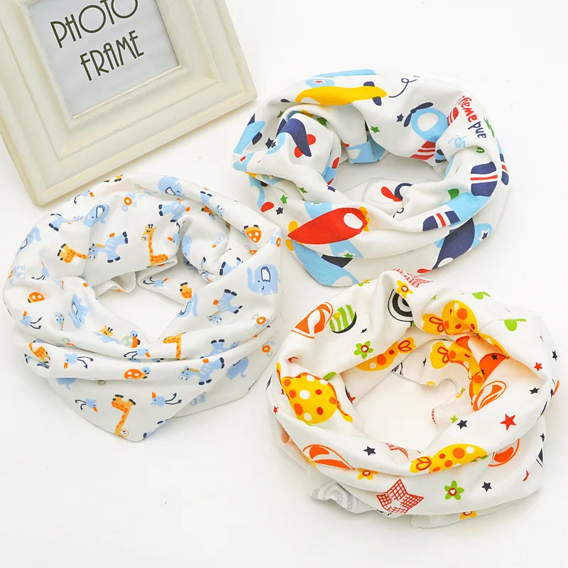 

2017 fashion sprint cotton baby bibs cute cartoon kids o-neck scarf children bow soft ring collar girl head wear cap burp cloths