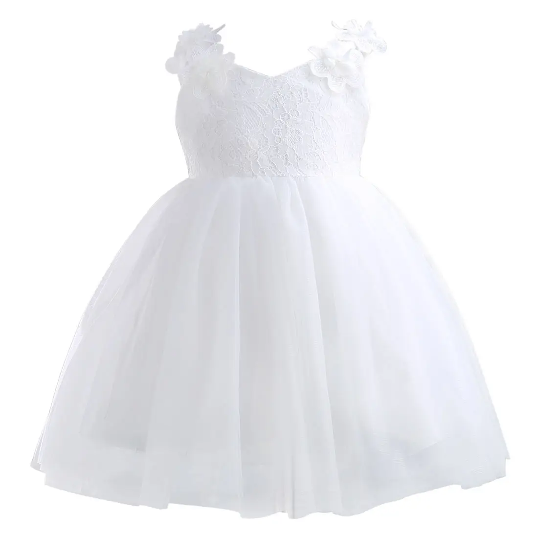 

Lace Flower Fairy Girl Princess Party Pageant Wedding Prom Bridesmaid Lovely White Dress Backless