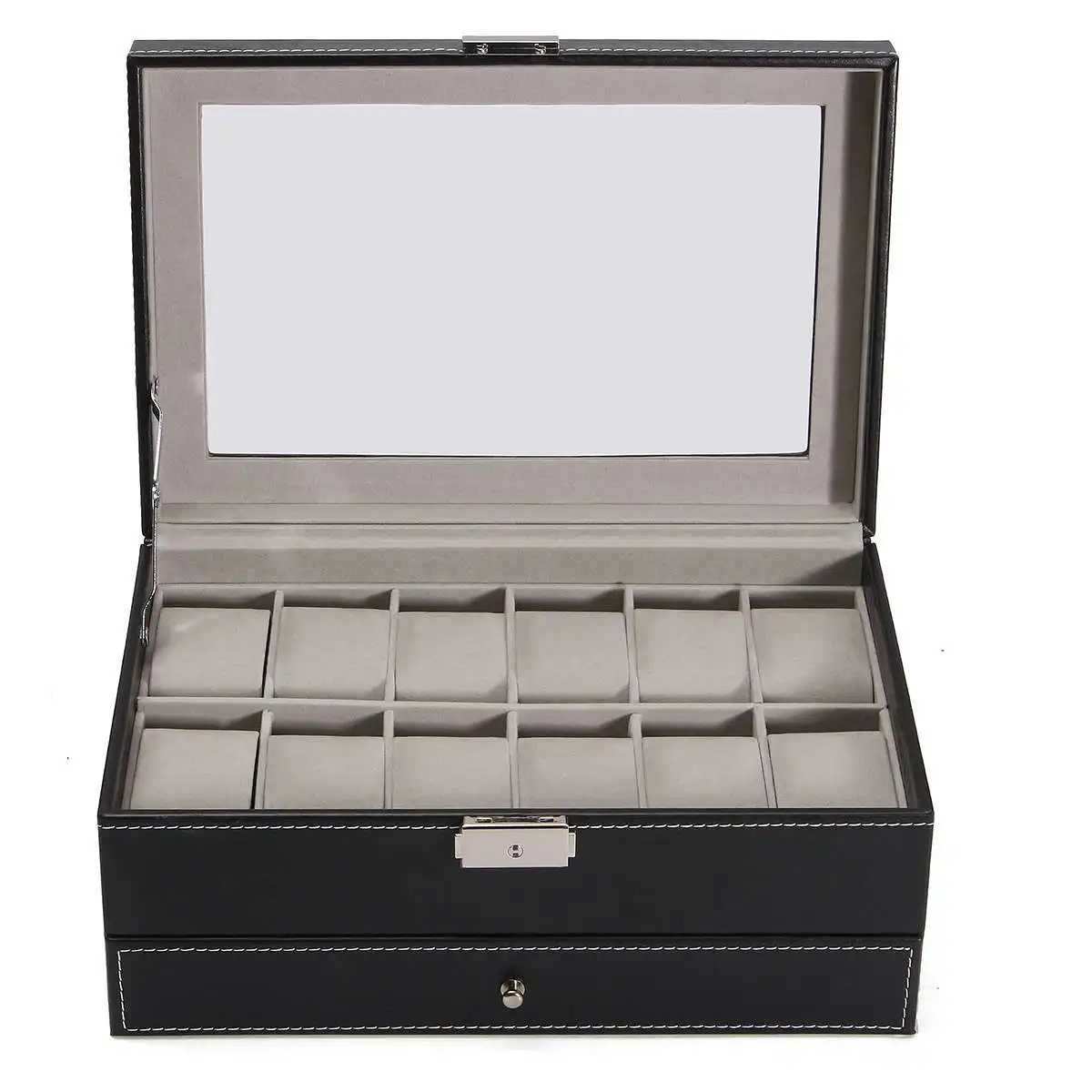 

Multifunction 12 Grid PU Leather Watch Box Case Professional Holder Organizer for Watches Jewelry Boxes Case Display best gift