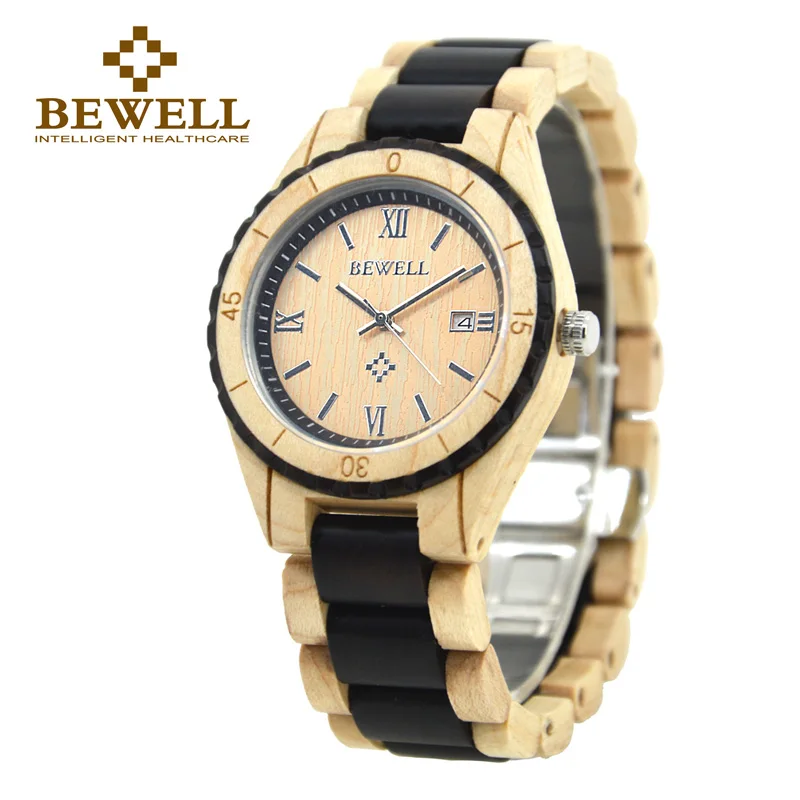 

BEWELL Couple Watches Men and Women Watch Quartz Wristwatches Date Display Roman Numerals Three Pointers Relogio for Lover 128AG