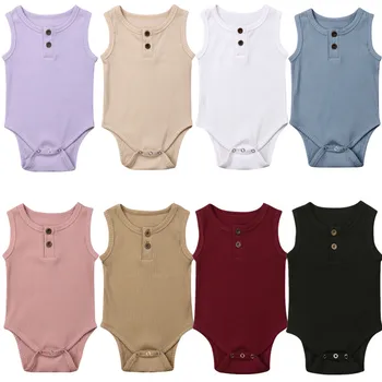 Cute Newborn Baby Boy Girl Cotton Romper Jumpsuit Solid Sleeveless Outfit Casual Innrech Market.com