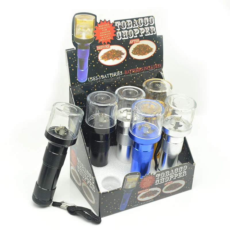 2017 Aluminum Electric Tobacco grinder weed Crusher Herb Flashlight Shape Spice Smoking torch