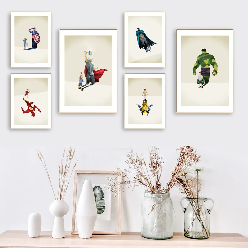 

Super Hero Mario Batman Wall Art Canvas Painting Nordic Posters And Prints Art Wall Pictures For Living Room Kids Room Decor