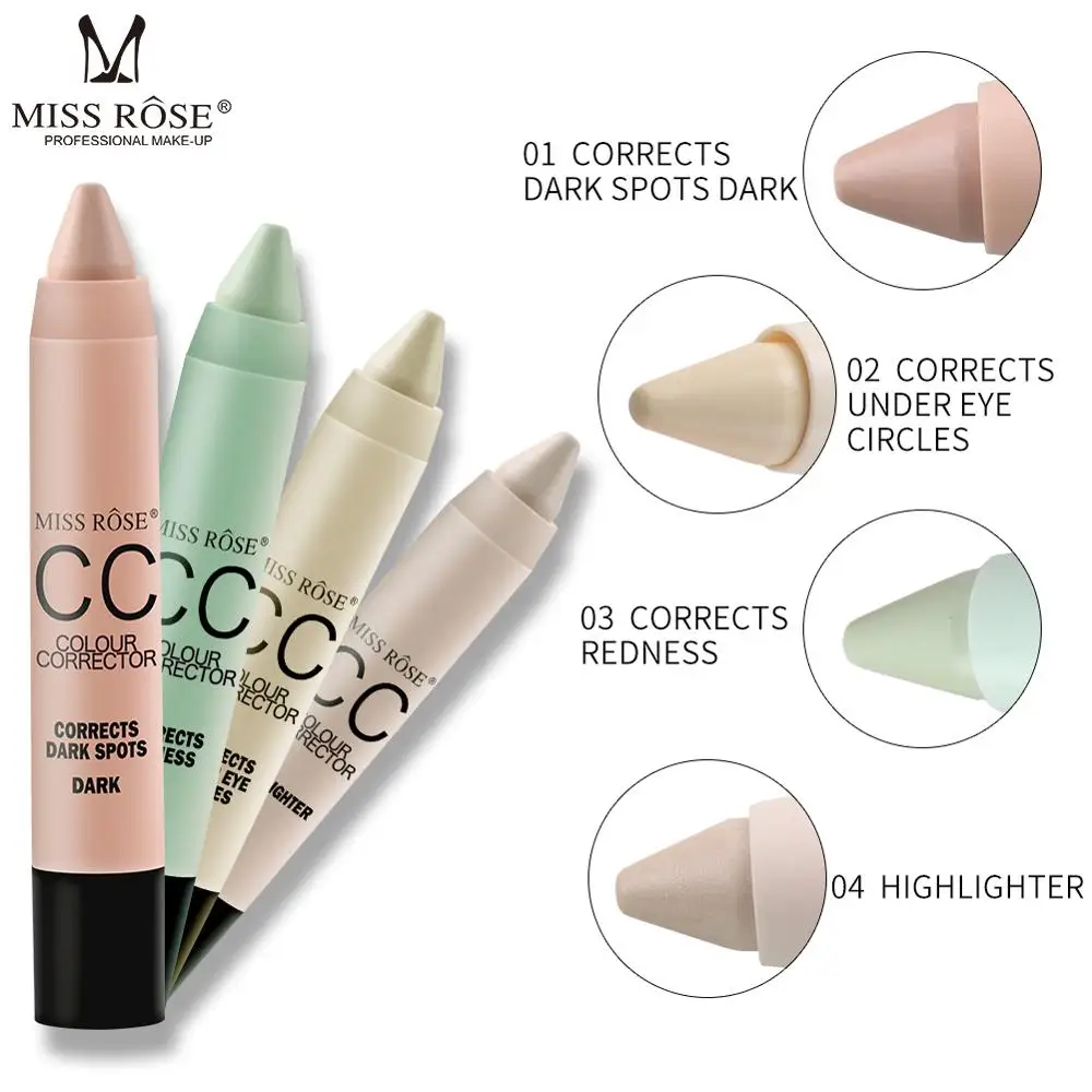 

Miss Rose Brand facial Makeup Concealer Stick CC Colour Corrector Cream Eye Circle Bronzer Pen Blemish Pores Correct Redness