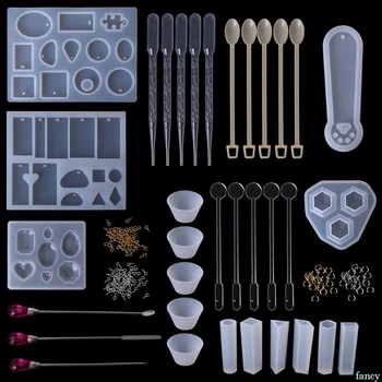 

1 Set Epoxy Resin Kit Silicone Mold Dropper Cup Spoon Finger Gloves Metal Ring Pins DIY Jewelry Necklace Bookmark Tools