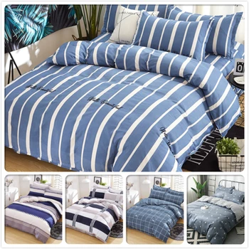 

Blue White Stripe Concise Duvet Cover Bedclothes 3/4pcs Bedding Set Soft Cotton Bedlinens 1.5m 1.8m 2m 2.2m Kids Queen King Size